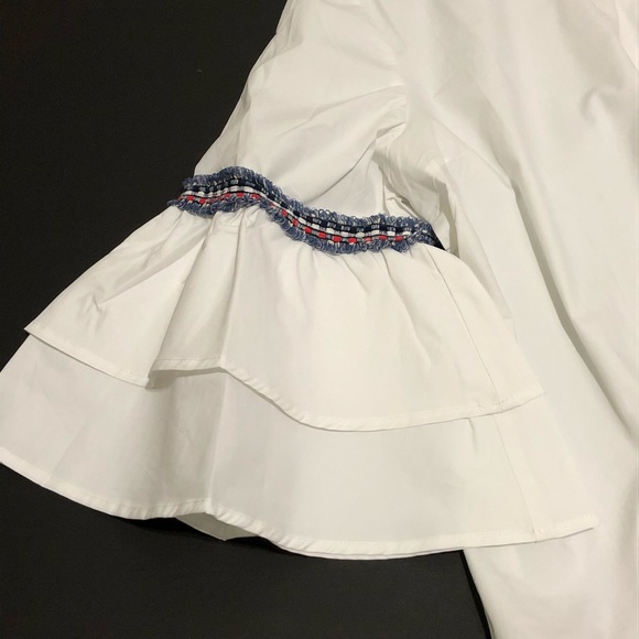 NWT Few Moda Fluted Ruffle Bell Sleeve Top - Picture 3 of 8